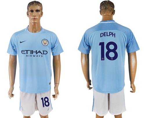 Manchester City #18 Delph Home Soccer Club Jersey - Click Image to Close